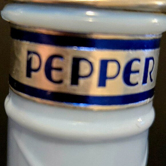 Jeanette Delphite Blue Glass Salt and Pepper Shakers for Euclid Coffee Co. - Picture 2 of 7